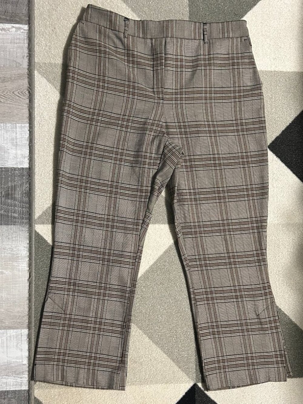 Jules &‎ Leopold Plaid Cropped Side Slit Pull-on Trousers Women's L